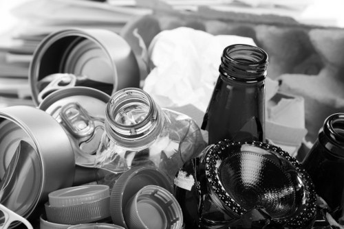 Team preparing for office clearance with safety gear